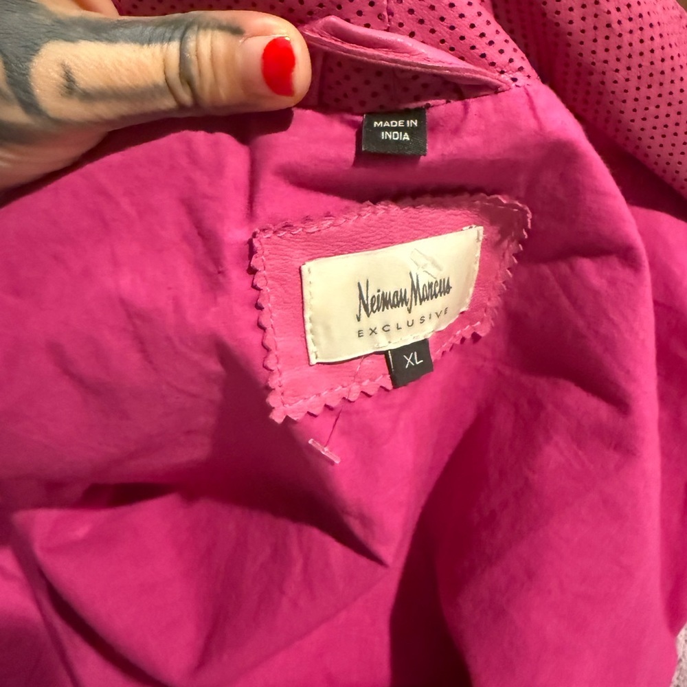 Rare Neimen Marcus Pink Women's leather Jacket sz.XL - Picture 7 of 11